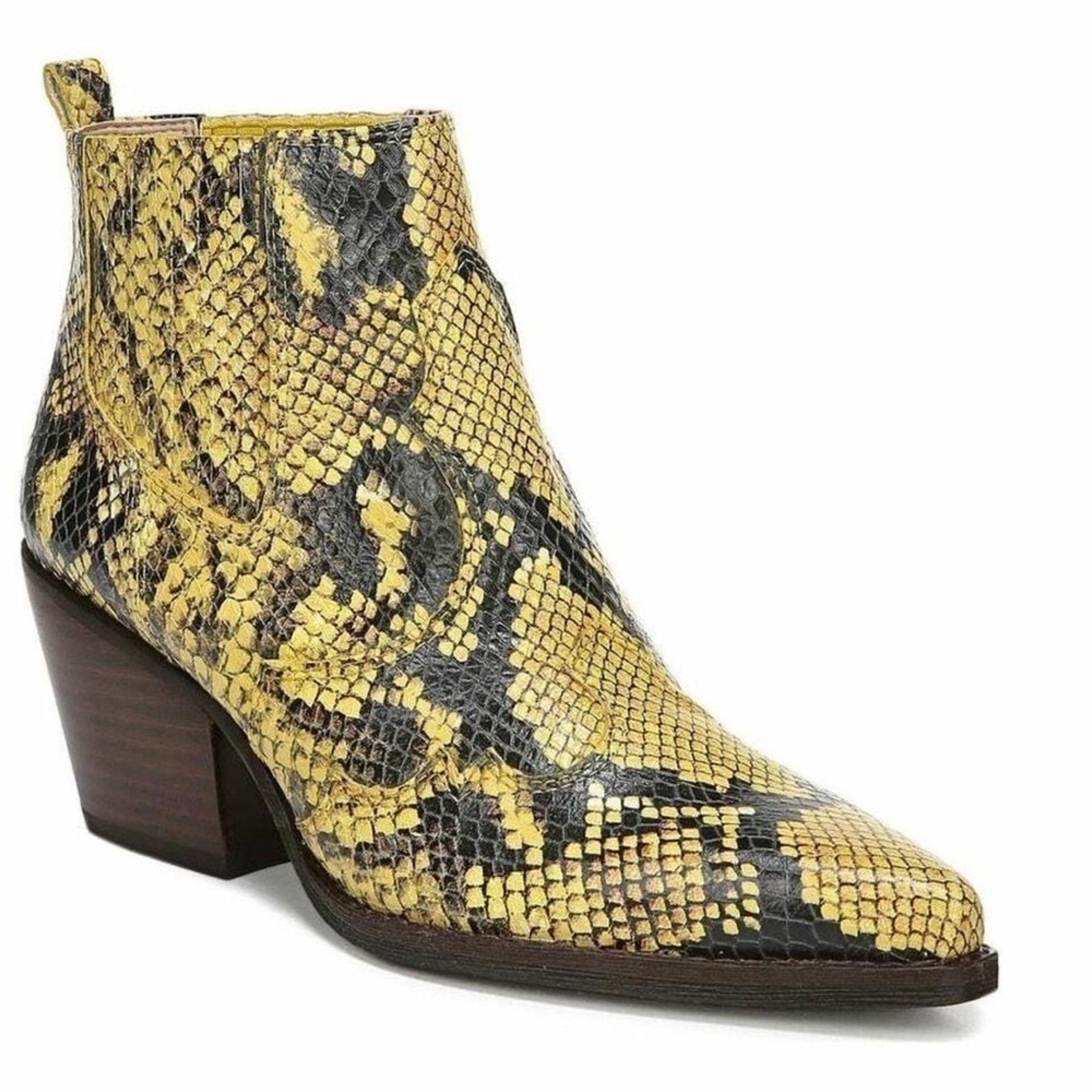 Sam Edelman yellow Snake Print Ankle Boots